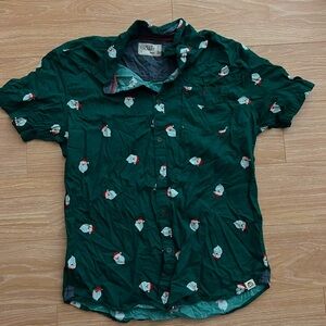 Men's Green Shirt with Santa Claus Print